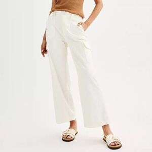 Sonoma Linen Blend Cargo Pants Womens 18 White Mid Rise Straight NEW